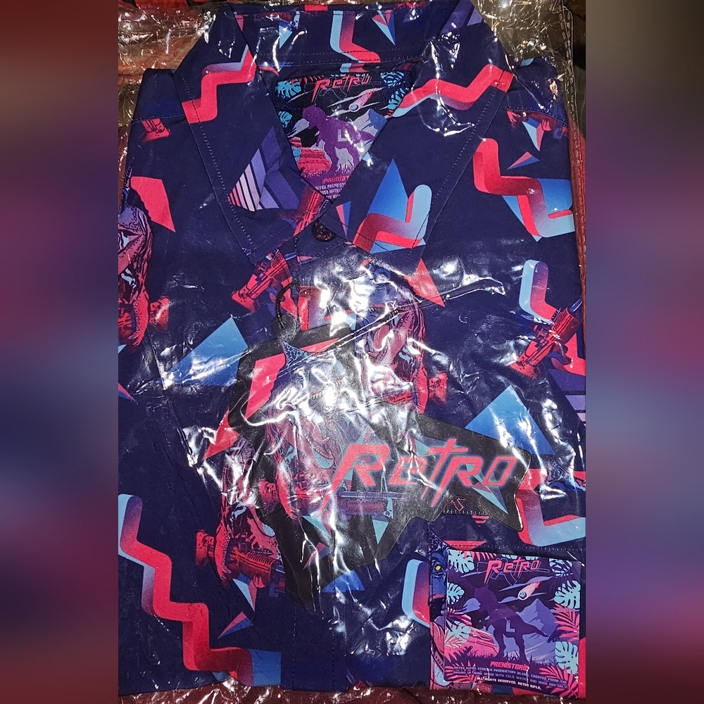 Retro Rifle "Prehistoric" Men's Large Button-down Shirts